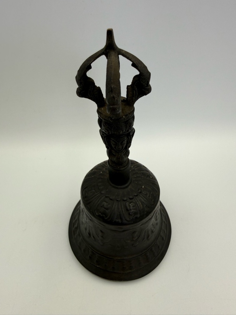 Antique Black Metal Tibetan Buddhist Ceremonial Ritual Prayer Bell - Picture 2 of 8